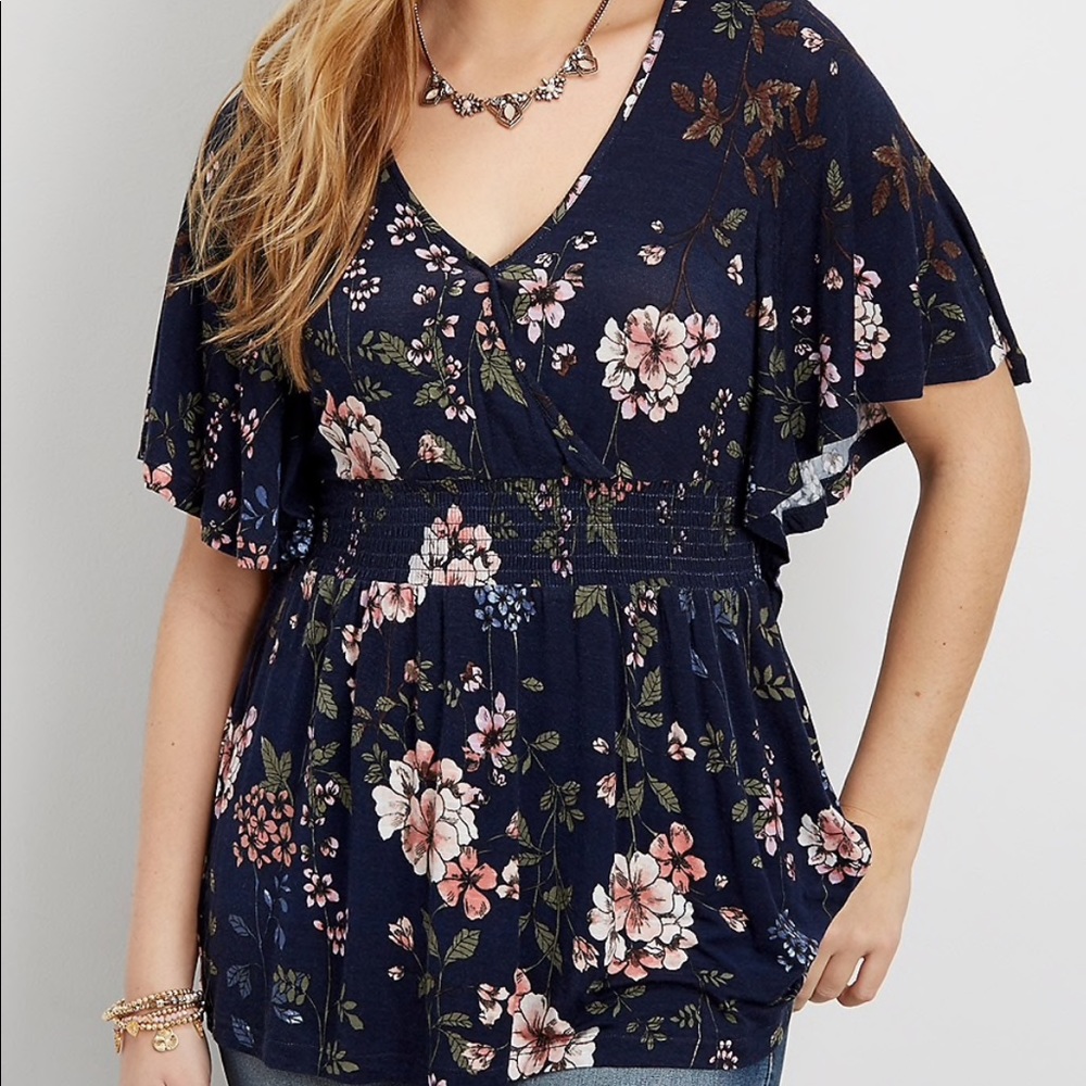 Floral Smocked Waist Shirt